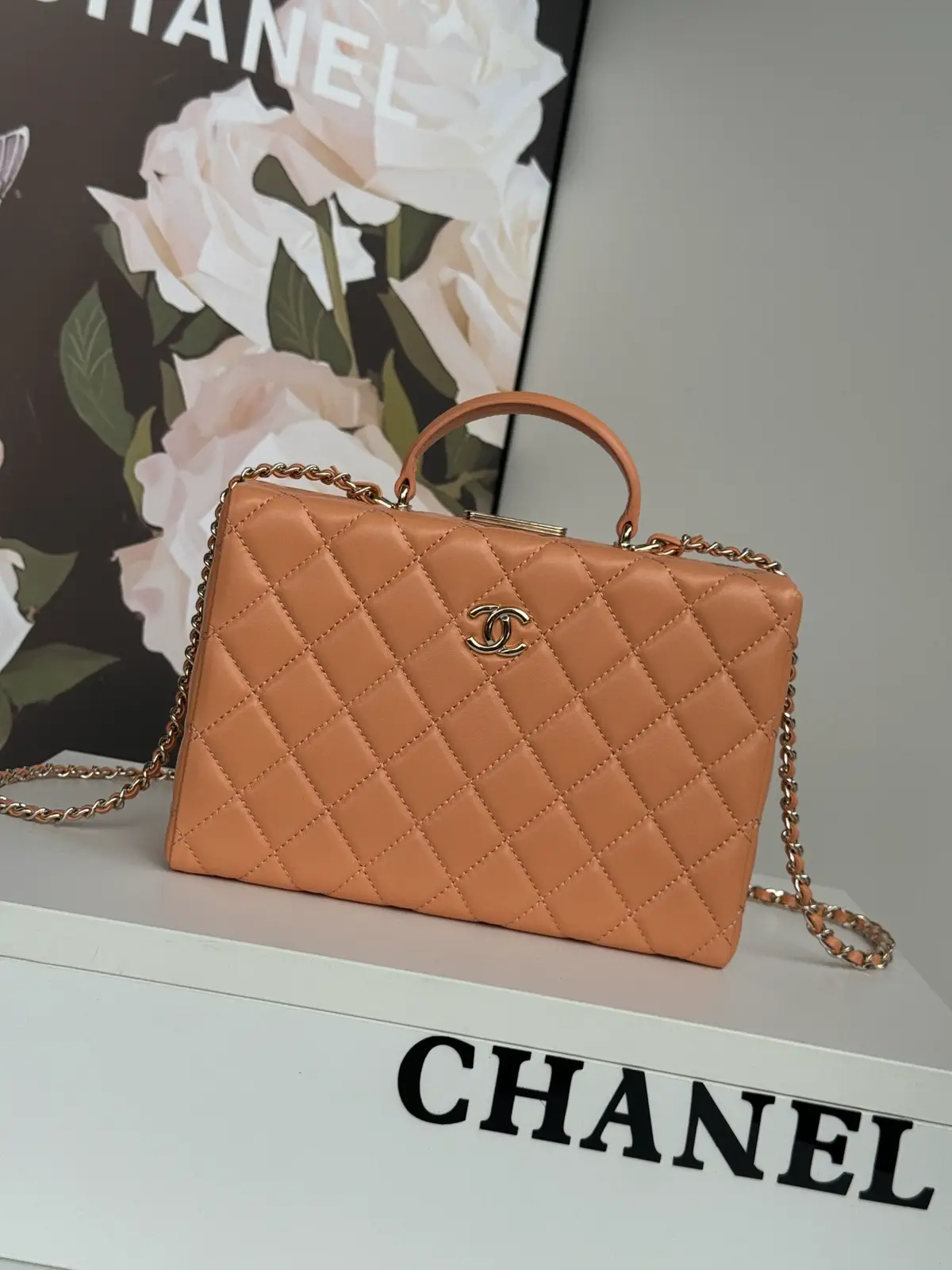 Chanel Quilted Top Handle Bag with Chain Strap image 1