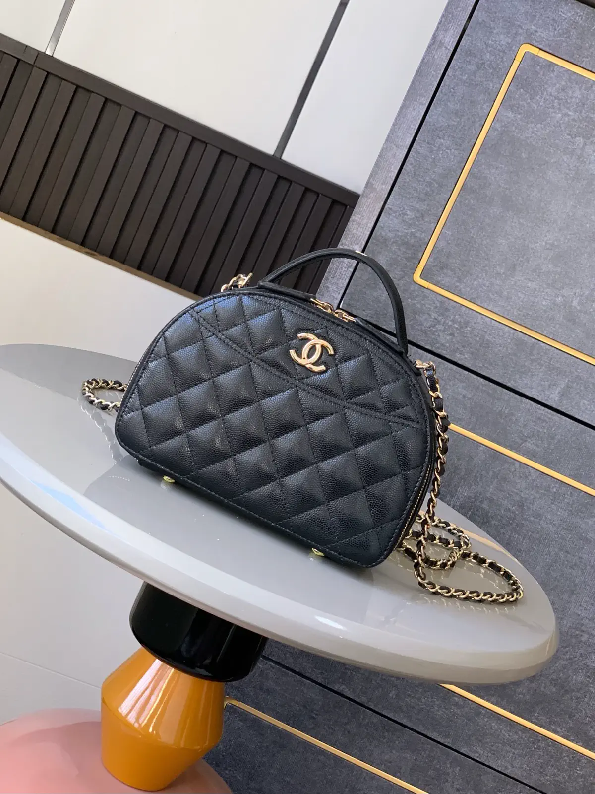 Chanel Quilted Top Handle Bowling Bag image 1
