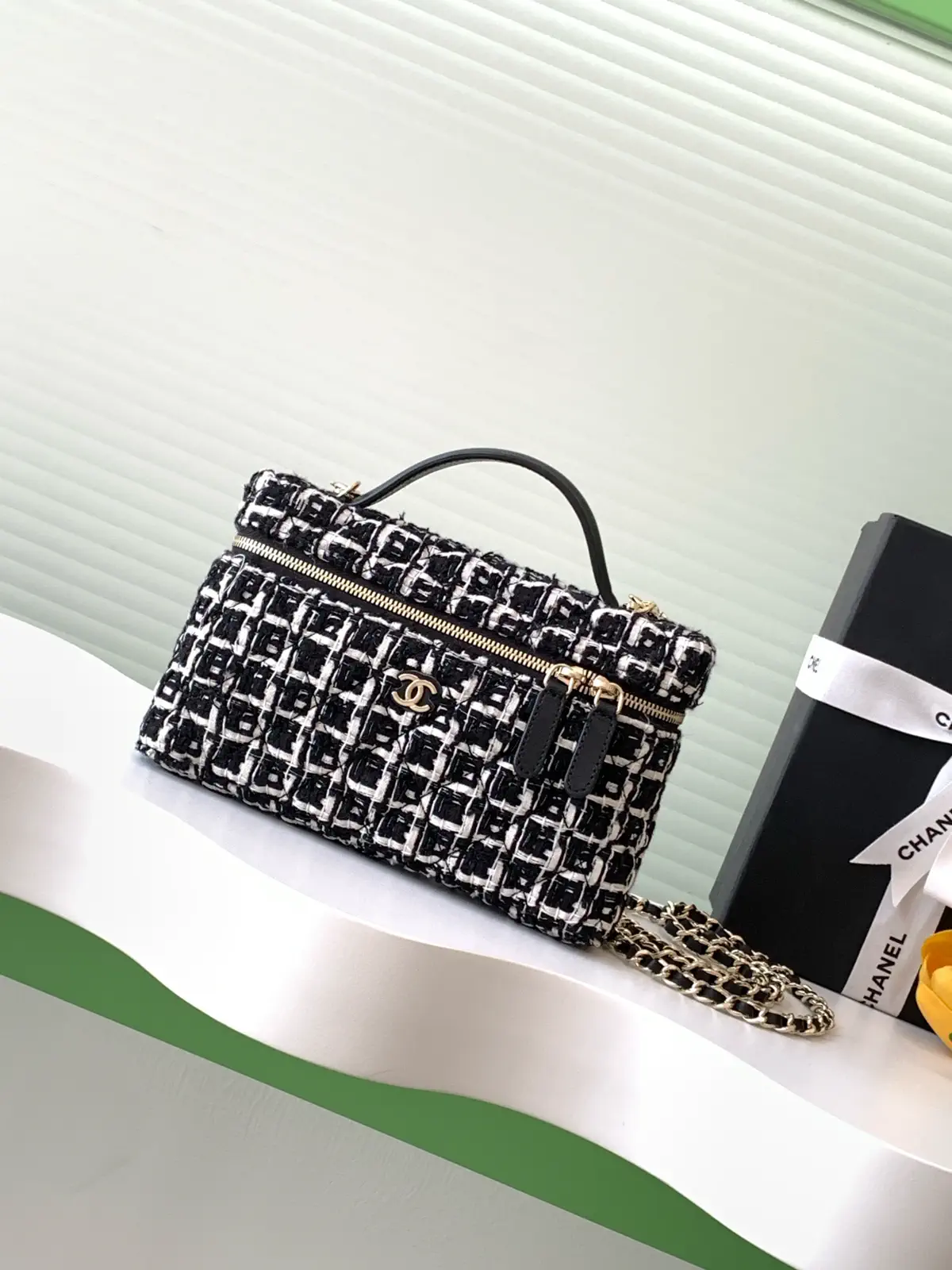 Chanel Checked Top Handle Chain Bag image 1