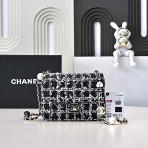 Chanel Checked Tweed Flap Crossbody Bag image 1