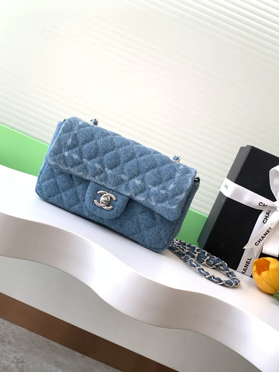 Chanel Quilted Denim Crossbody Bag image 1
